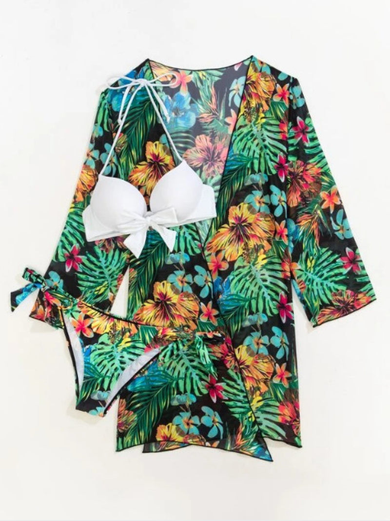 Women'S Three-Piece Bikini Mesh Split Swimsuit