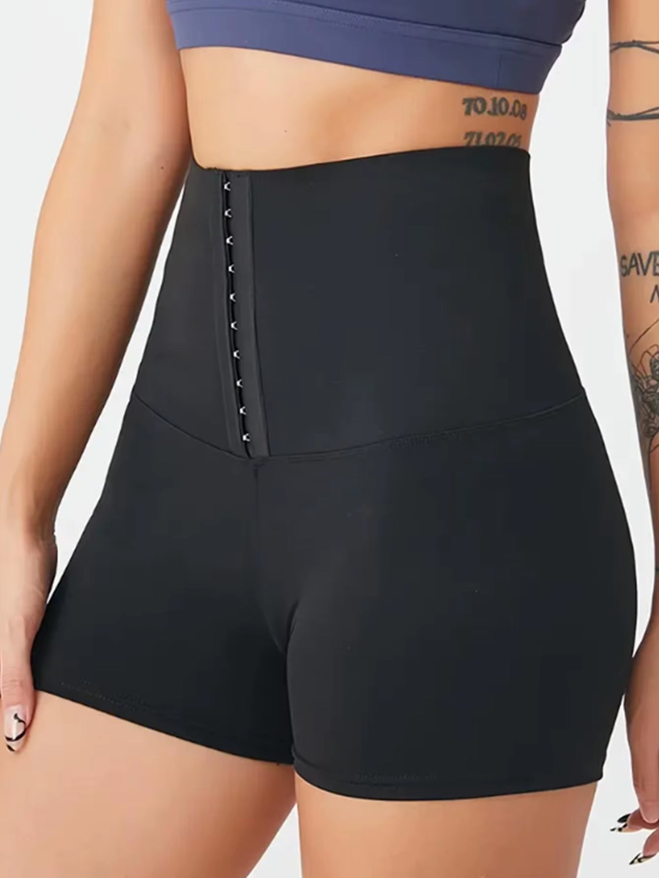 Women'S High-Waisted Snap-Waist Tummy-Control 3-Inch Shorts, Slim-Fit for Pilates & Yoga