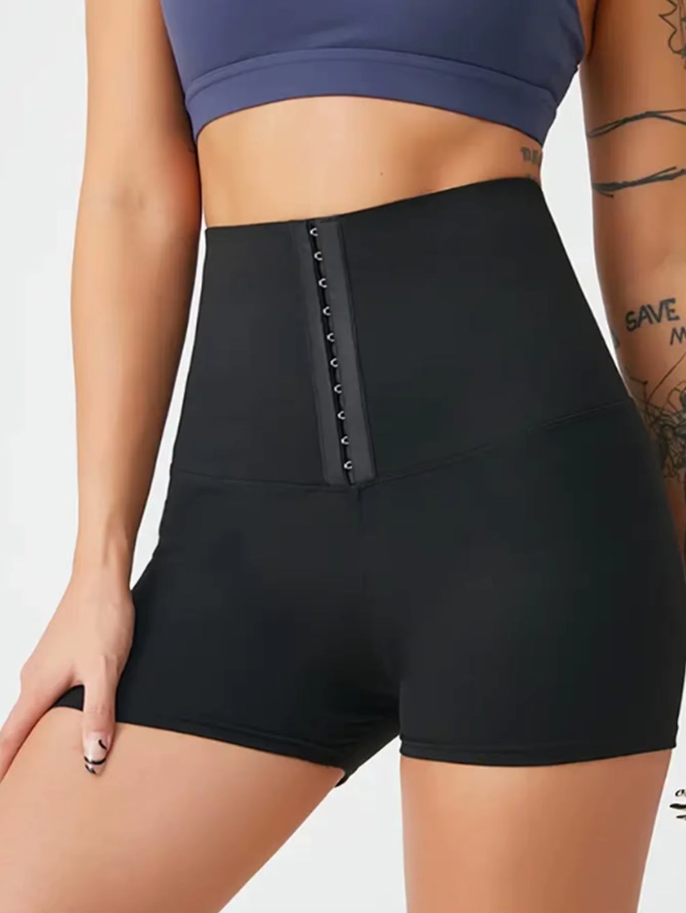 Women'S High-Waisted Snap-Waist Tummy-Control 3-Inch Shorts, Slim-Fit for Pilates & Yoga
