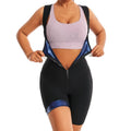 Women Sauna Sweat Bodysuit One Piece Zipper Jumpsuit Shapewear Waist Trainer Compression Slimming Tummy Body Shaper Shorts