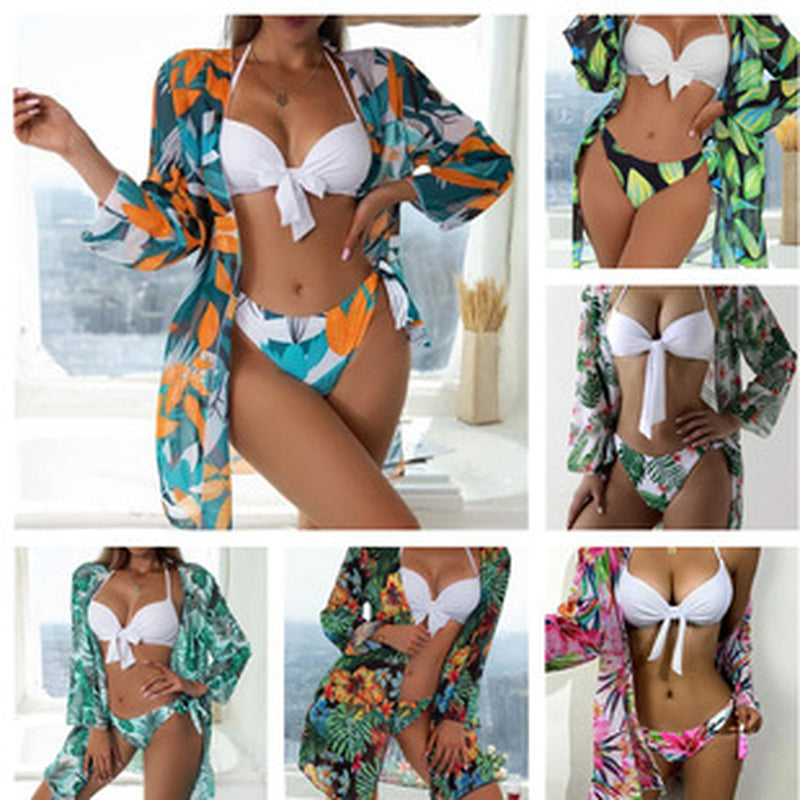 Women'S Three-Piece Bikini Mesh Split Swimsuit