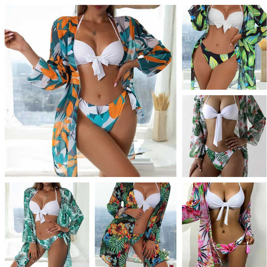 Women'S Three-Piece Bikini Mesh Split Swimsuit