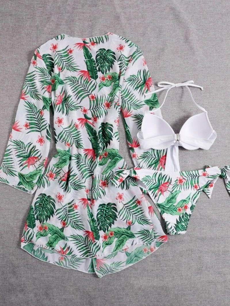 Women'S Three-Piece Bikini Mesh Split Swimsuit