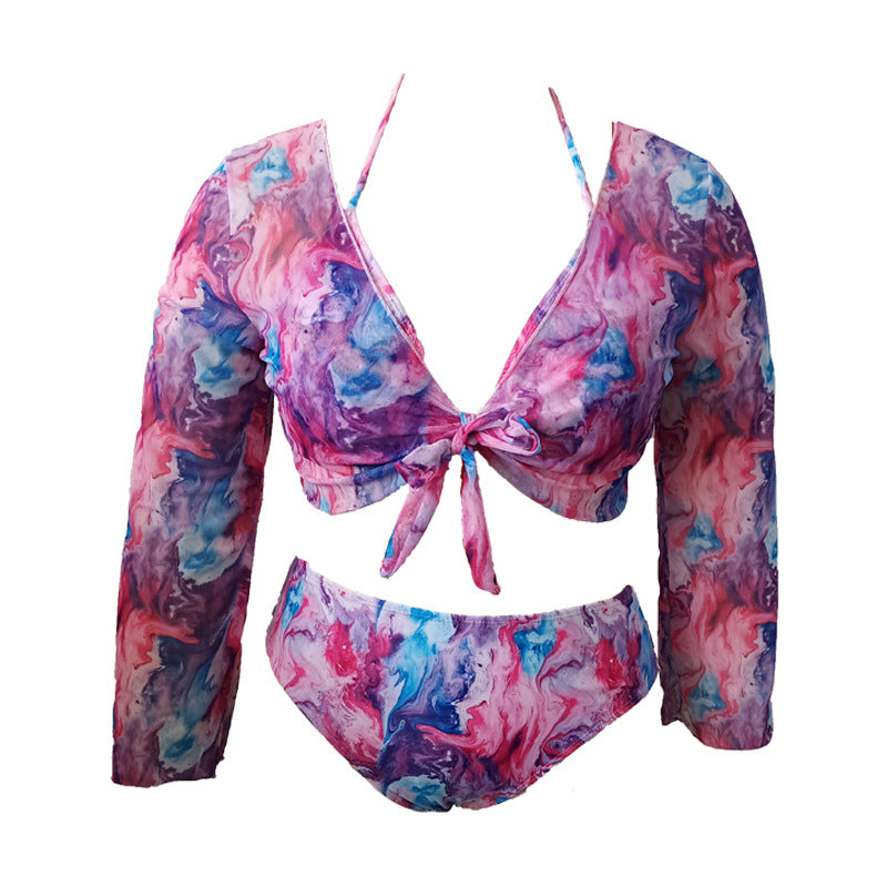 Women'S plus Size Three-Piece Two-Piece with Yarn Swimsuit
