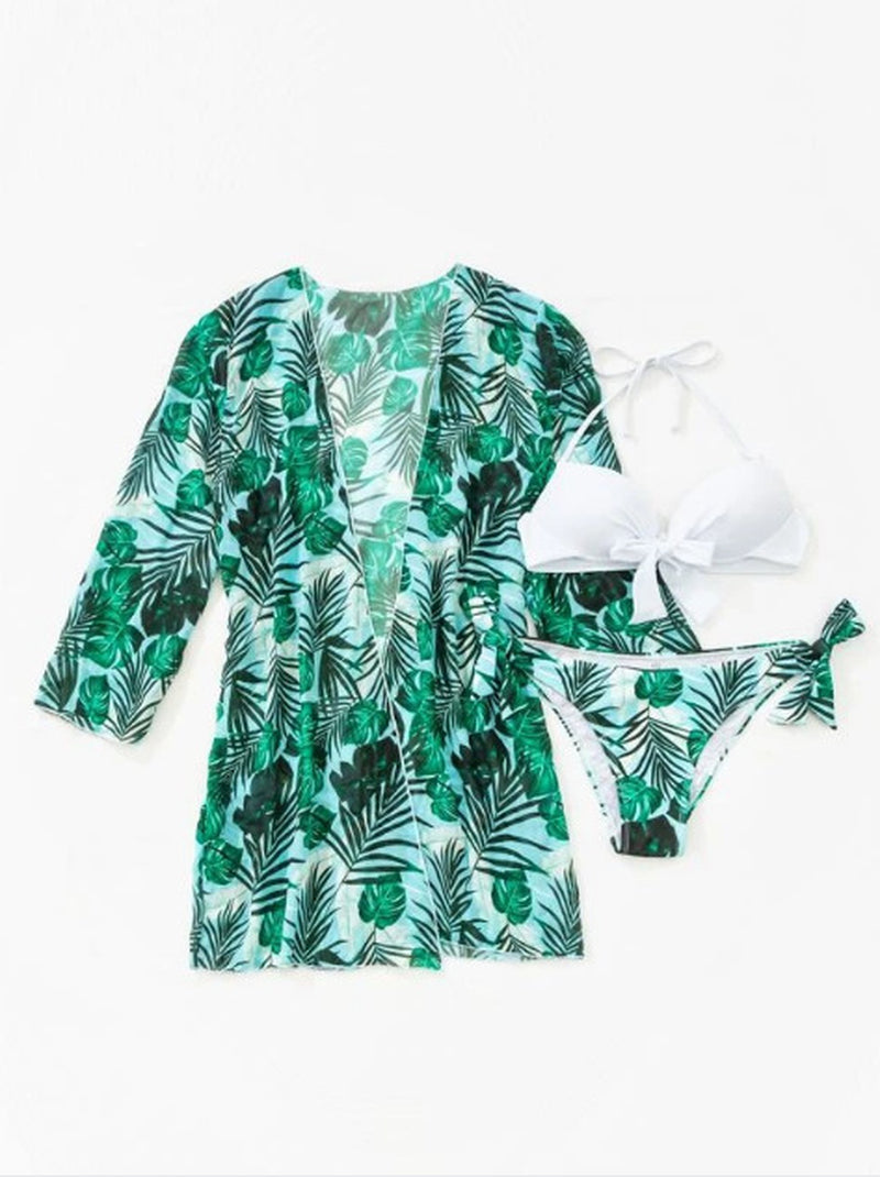 Women'S Three-Piece Bikini Mesh Split Swimsuit